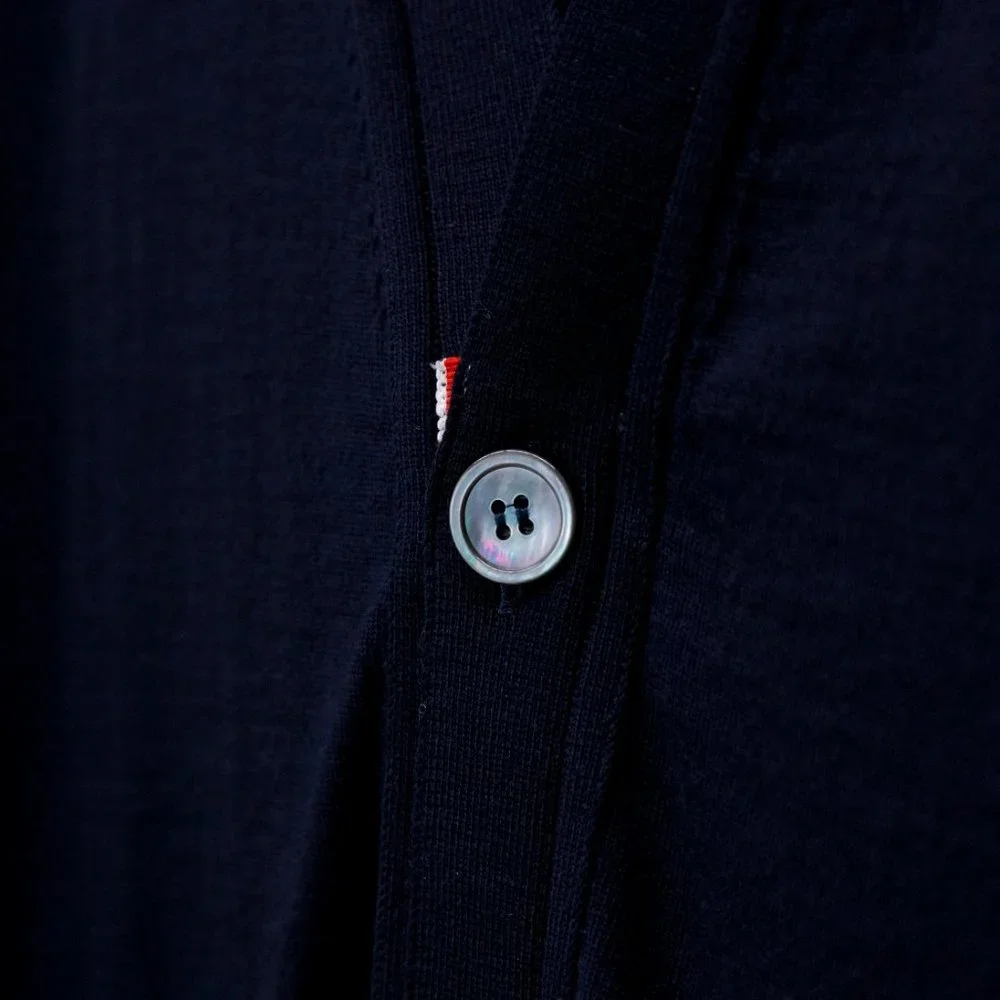 !!SOLD!! Thom Browne Navy Cardigan With Striped Sleeve - Picture 3 of 8